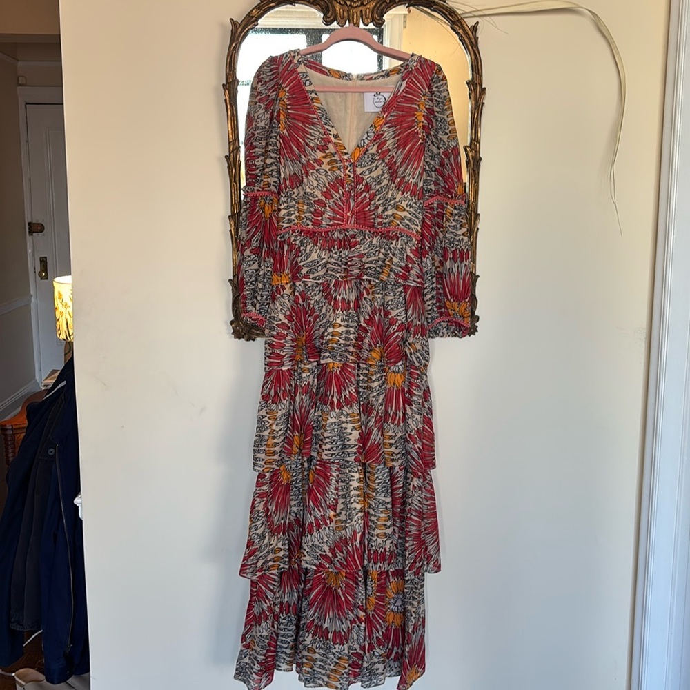 G by Gregory Boho Ruffle Tiered Cotton Dress Designer Size Small - Picture 10 of 16